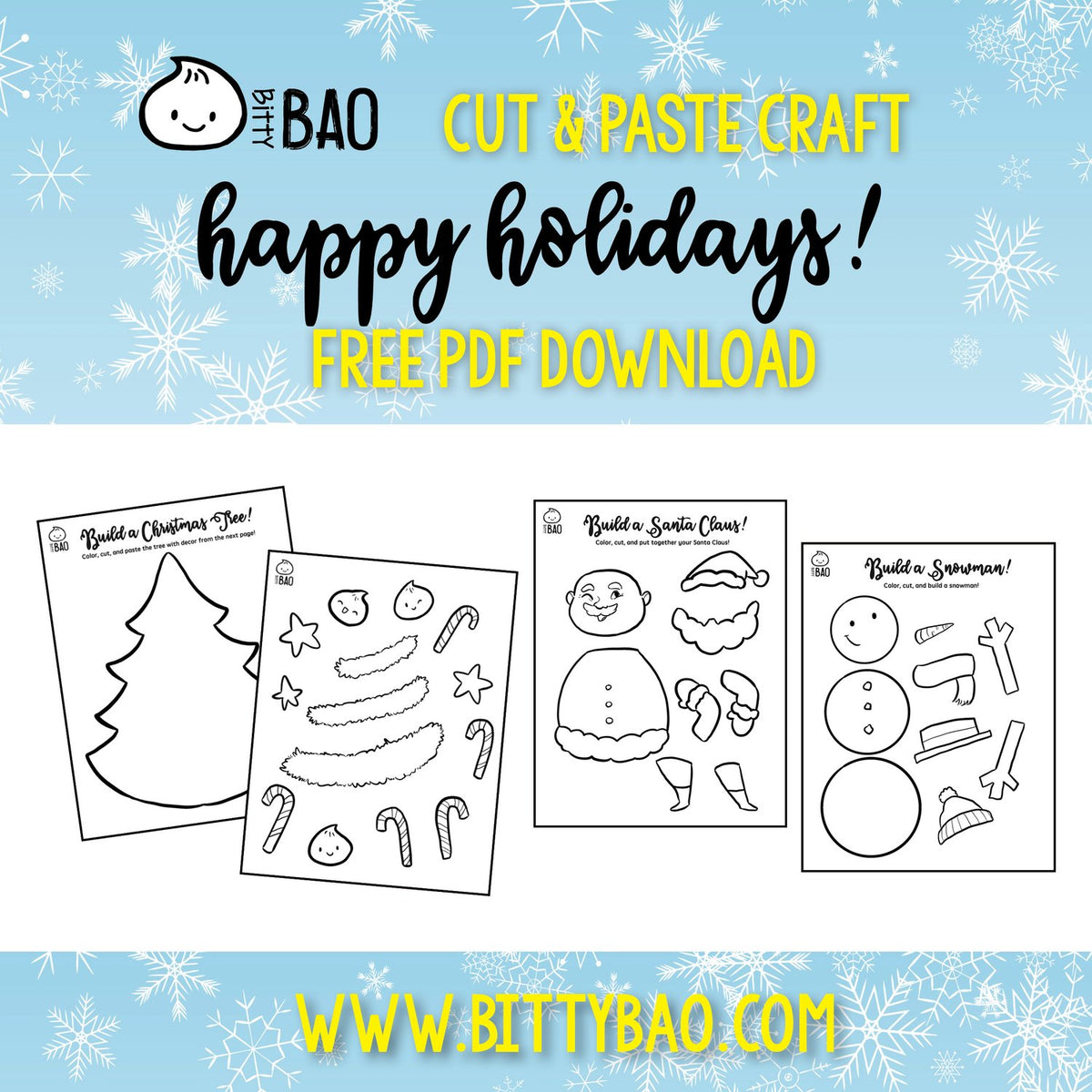 free-bitty-bao-holiday-cut-paste-craft-pdf for Free Printable Christmas Cut And Paste FREE - Bitty Bao Holiday Cut & Paste Craft PDF for Free Printable Christmas Cut And Paste